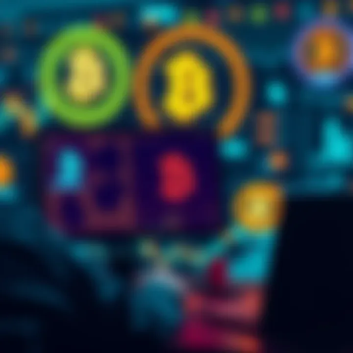A person using a computer to swap Bitcoin for Solana on a non-custodial platform, with graphics of BTC and SOL symbols in the background.