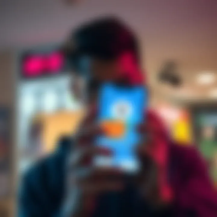 A concerned person looking at a phone displaying the Sweatcoin app, showing the $5 gift card marked as out of stock, with a countdown timer for a promotion in the background.