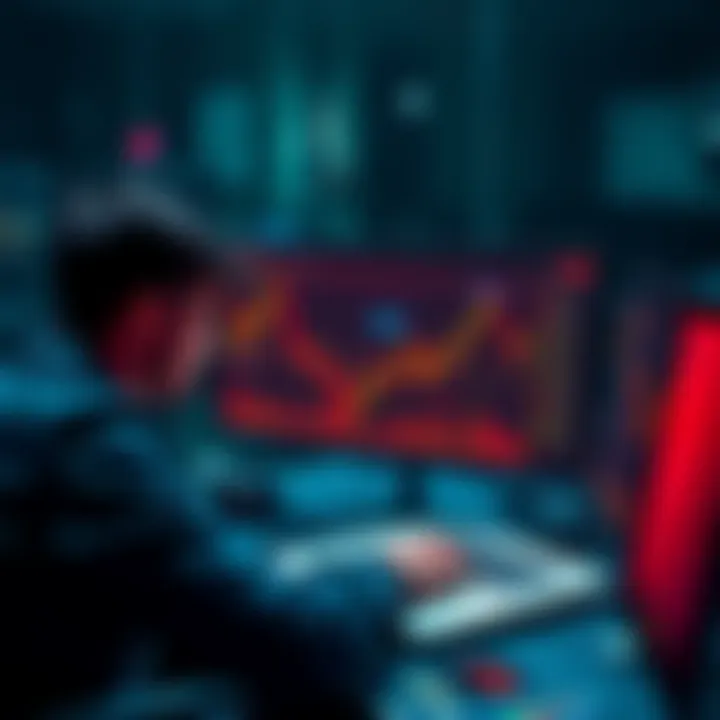 A person monitoring cryptocurrency prices on a laptop while analyzing charts for swing trading Ethereum