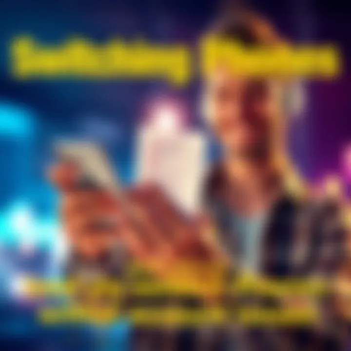 A person holding a new phone with a checklist for account transfer, looking relieved