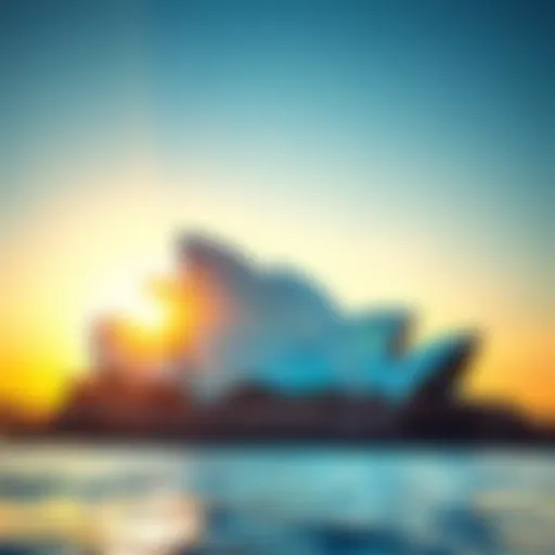 The Sydney Opera House illuminated by the morning sun, showcasing its iconic sail-like structure against a clear sky.