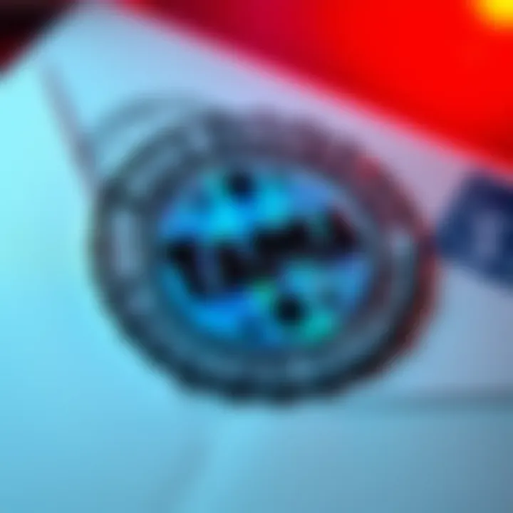 A letter stamped from Tampa, FL featuring a hologram Trezor, showcasing its vibrant design and details.