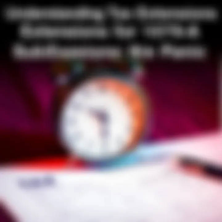 A tax form with a clock showing the deadline approaching, symbolizing the importance of filing on time with an extension.