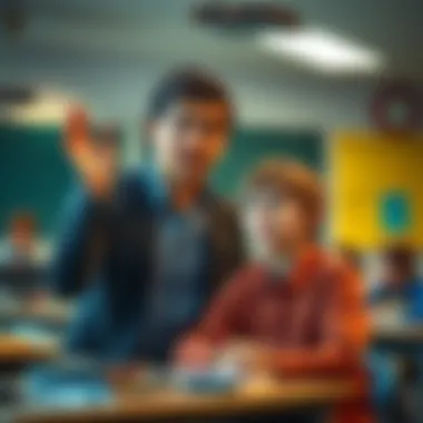 A teacher looks surprised as a student confidently answers a question, highlighting a moment of realization and pride for the student.
