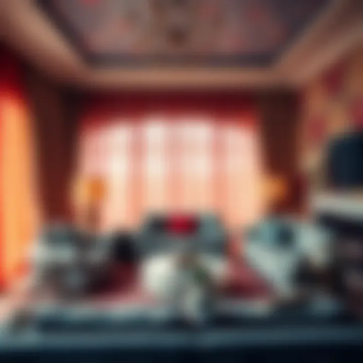 Tech Titan's Living Room A living room with outdated decor reminiscent of the 90s, featuring floral patterns and heavy drapes, raising questions about modern taste.