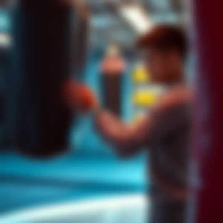 A person adjusting their technical equipment for training with heavy bags, focusing on performance and efficiency.