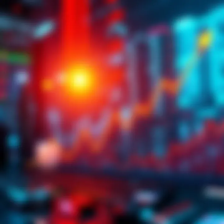 Graph showing rapid growth in technology alongside fluctuating economic cycles, representing market changes.