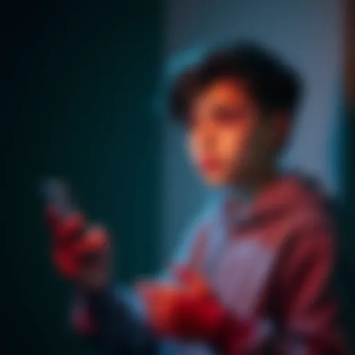 A 17-year-old holding a smartphone displaying cryptocurrency values while looking thoughtful about investment options.