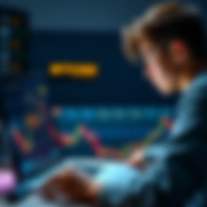 Teen Looking at Bitcoin Chart An 18-year-old staring at a Bitcoin price chart on a laptop, showing uncertainty about their accidental purchase.