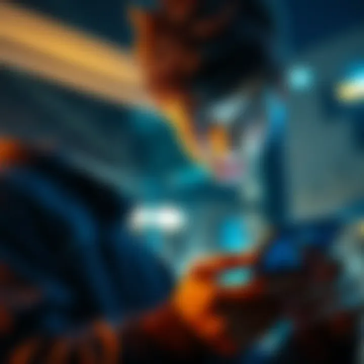 A teenager examines cryptocurrency options on a smartphone, contemplating buying digital currency.