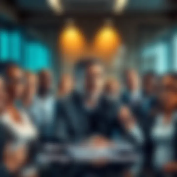 A group of diverse professionals in a conference room discussing recent developments with serious expressions.