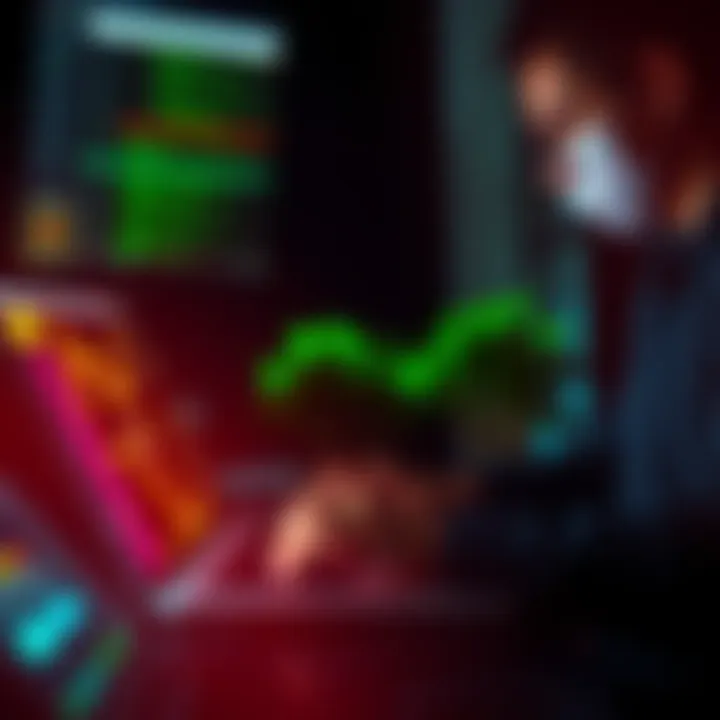 A person using a laptop to test a new P2P exchange platform while bug hunting.