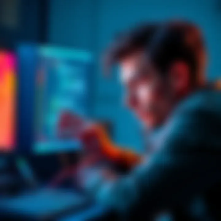 A person checking their hardware wallet's recovery phrase on a computer screen, looking focused and serious.