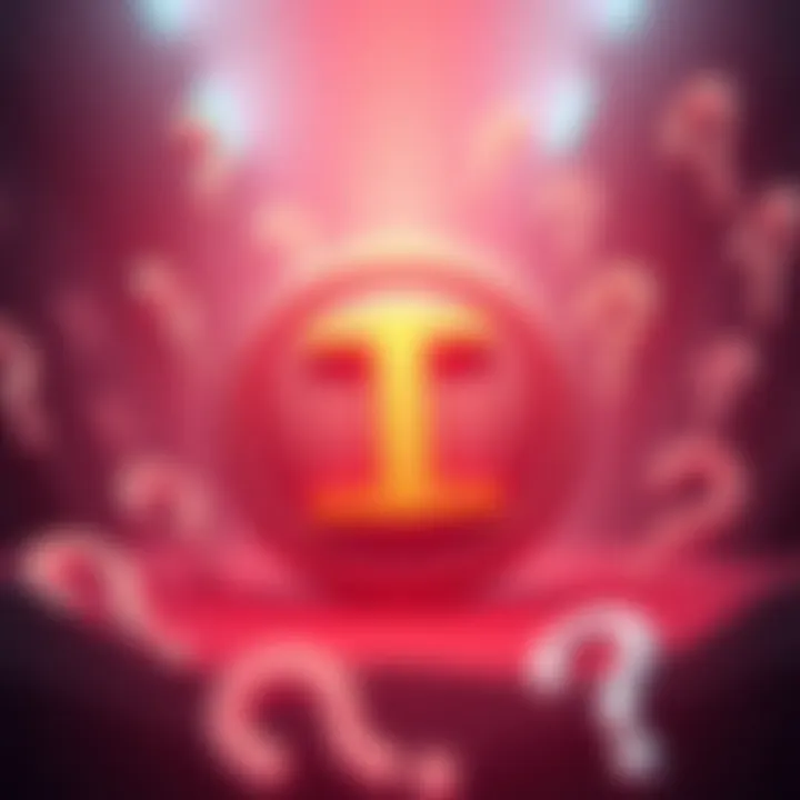 Tether logo surrounded by question marks, symbolizing uncertainty and doubt about its stability.