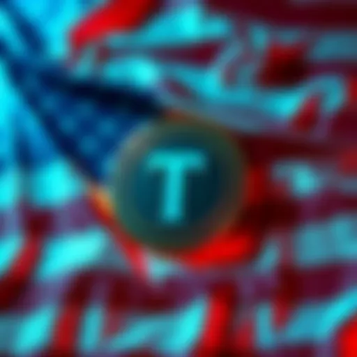 Tether logo surrounded by a U.S. flag, symbolizing potential regulatory challenges for USDT