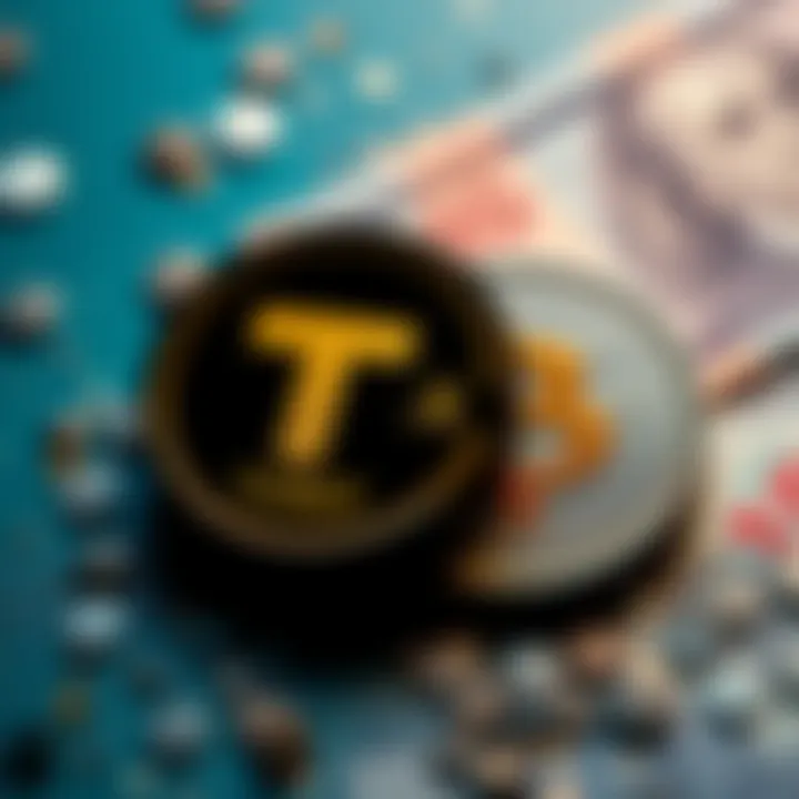 Tether logo with USDT printed cash and Binance logo, symbolizing recent withdrawal pauses and liquidity issues in cryptocurrency market.