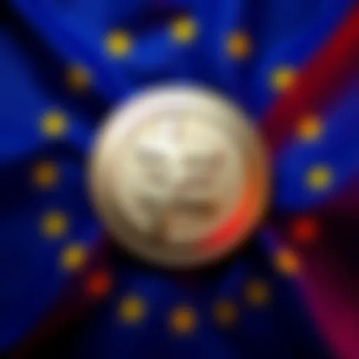 Tether logo overlaps with the European Union flag, symbolizing tensions regarding MiCA regulation