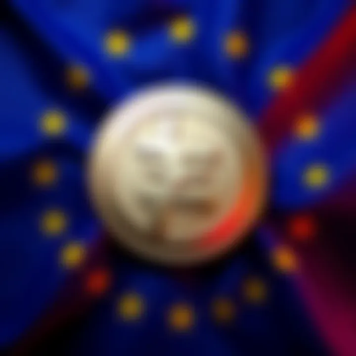 Tether logo overlaps with the European Union flag, symbolizing tensions regarding MiCA regulation