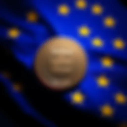 Tether logo placed next to the European Union flag, symbolizing regulatory challenges
