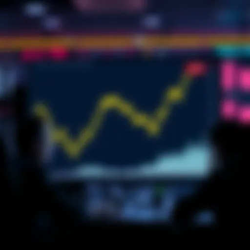 Graph showing a downward trend in Theta's price, with worried investors looking at screens.