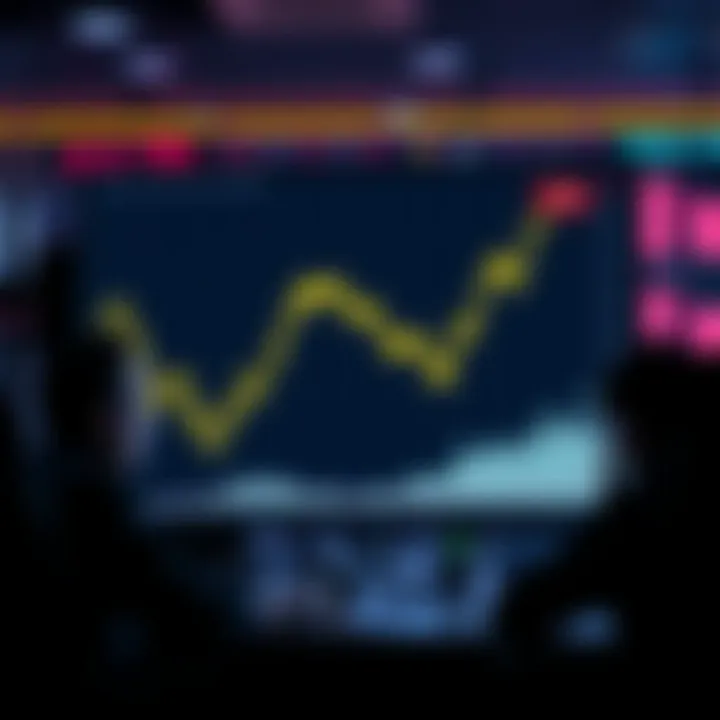 Graph showing a downward trend in Theta's price, with worried investors looking at screens.