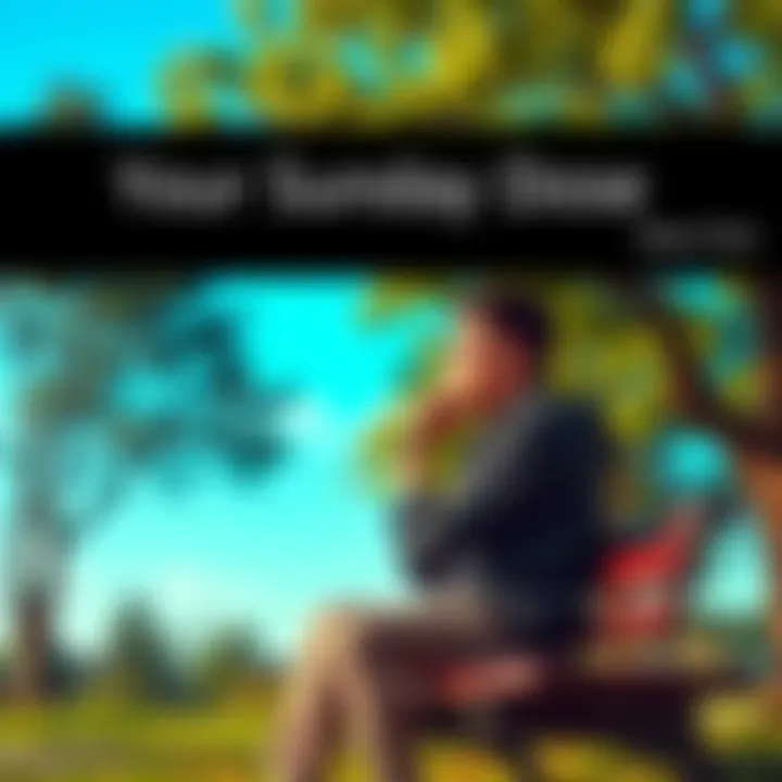 A person sitting on a park bench, deep in thought, surrounded by trees and a clear sky, representing introspection on life assumptions.