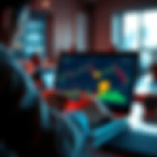 A person analyzing memecoins on a laptop with charts and tokens visible on the screen, showing strategies for trading.