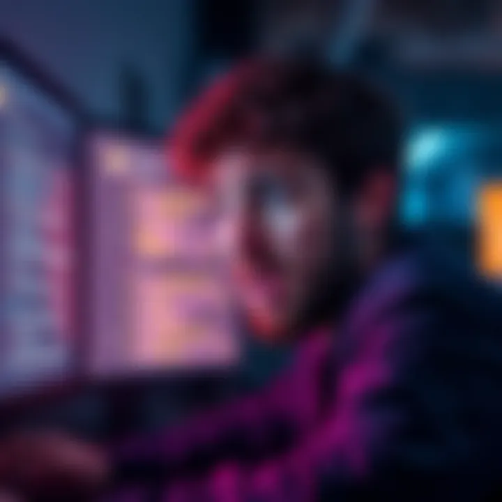 A person looking frustrated at a computer screen while trying to migrate LRC tokens to Coinbase or MetaMask, showing unclear messages