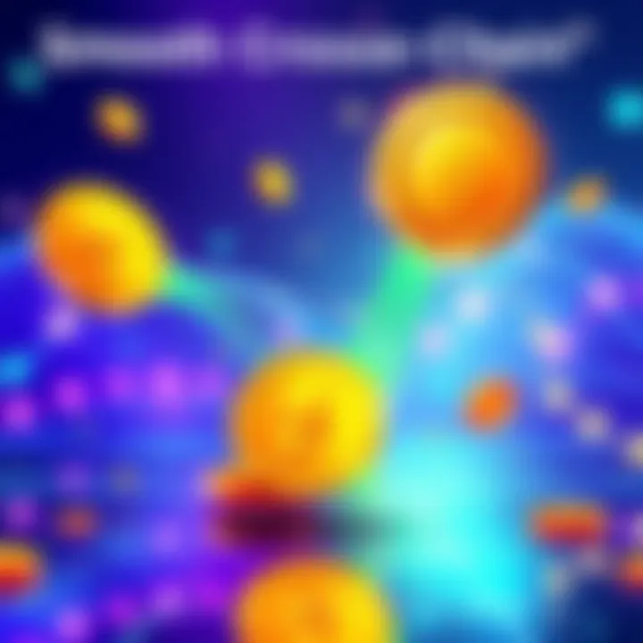 An illustration showing smooth token transfers between different blockchain networks like Ethereum and Solana, highlighting ease of use and low fees.