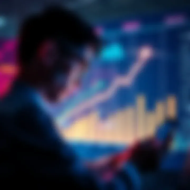 Graph showing the rise of tokenized funds to $5.7 billion in 2025 with a person analyzing the data.