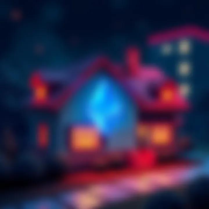 Illustration of a house with a digital Ethereum logo, symbolizing the tokenization of real estate assets on the blockchain