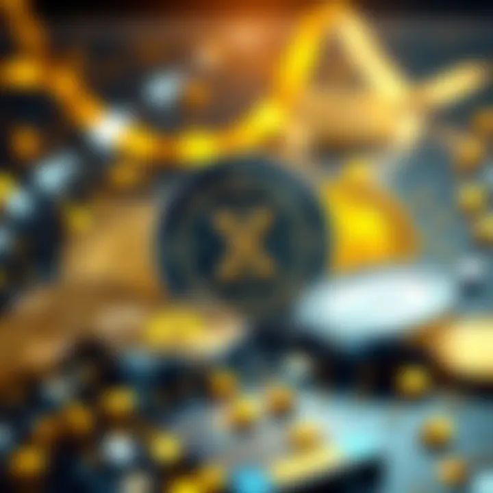 An illustration showing gold, platinum, and uranium tokens representing real-world assets in a digital format.