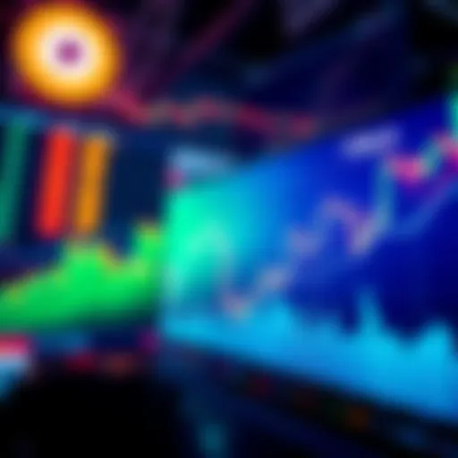 A vibrant digital display of tokenized stocks including SpaceX and Tesla with rising trading graphs