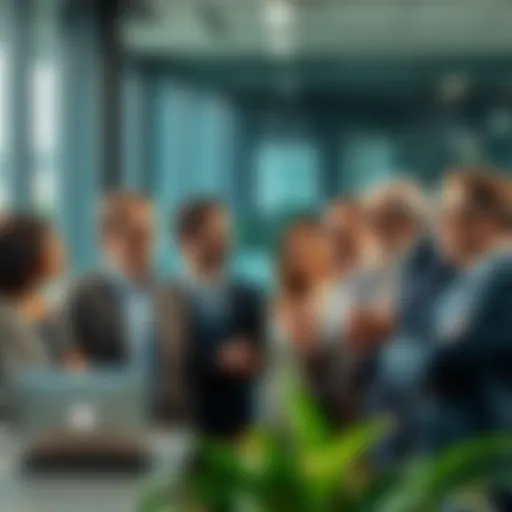 A group of diverse business leaders discussing property ownership claims in a modern office setting