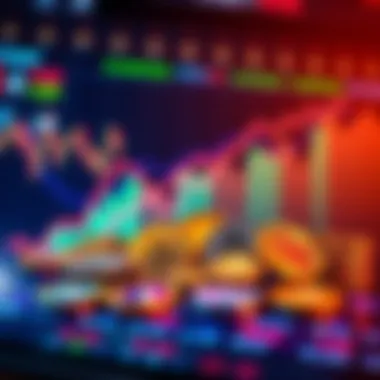A collection of popular cryptocurrencies with upward trending graphs, symbolizing potential quick 10x returns, displayed on a no-KYC exchange platform