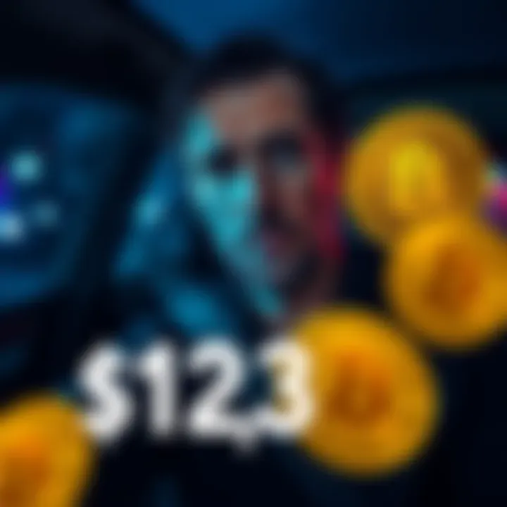 A US tourist appears confused after being drugged, with a car in the background and Bitcoin symbols overlayed, indicating the robbery of $123,000.