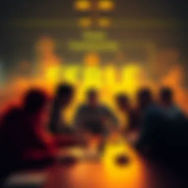 Toxic Community Dynamics A group of people arguing and bullying each other in an online forum setting, showing negative interactions and hostility.