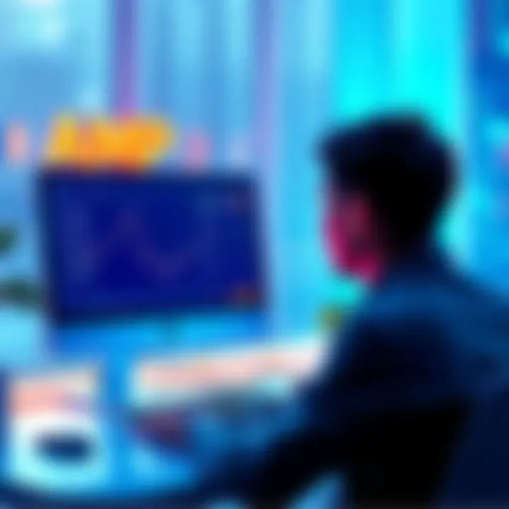 A person looking at their computer screen, checking their AMP V3 staking rewards on the Lighting platform.