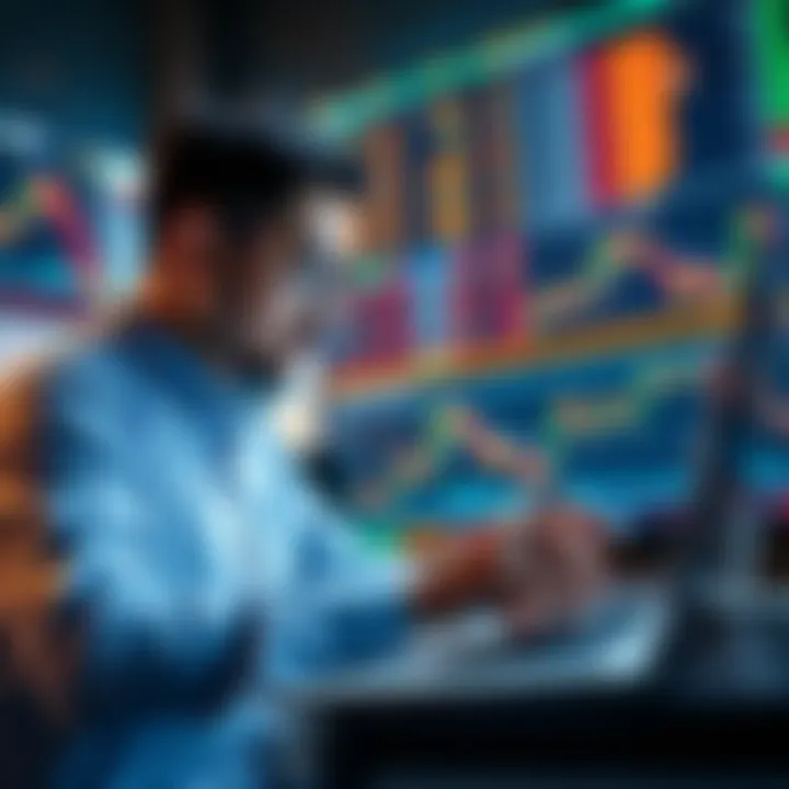 A new trader examining stock and crypto charts on a laptop, showing interest in leveraged trading strategies.