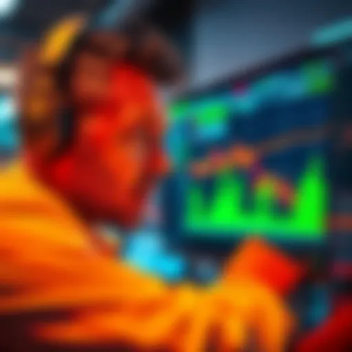 A trader looking shocked while viewing a trading screen showing a loss on their ETH position.