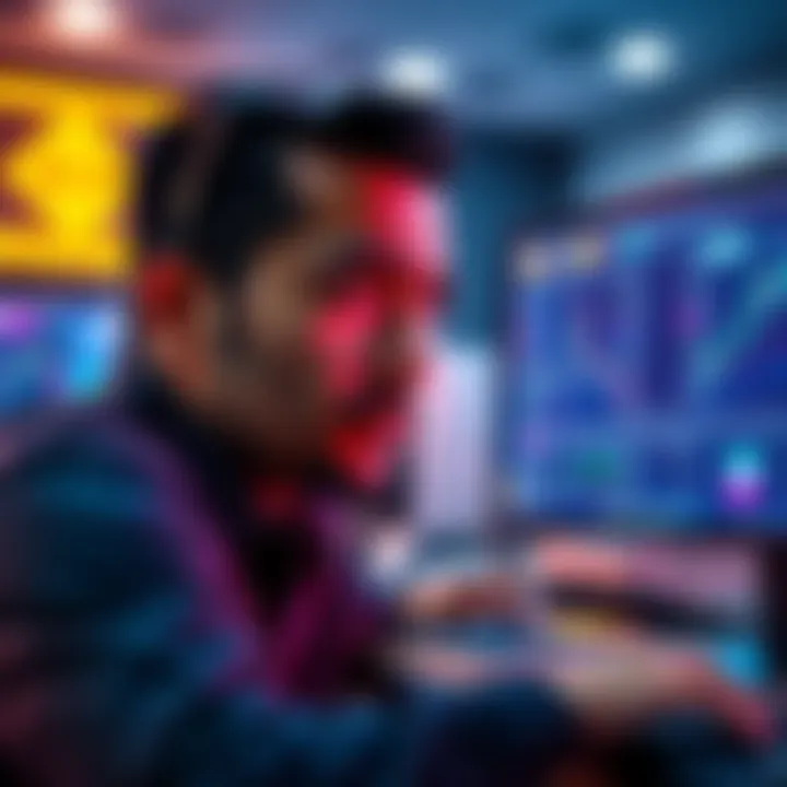 A concerned trader looking at a computer screen displaying Binance account details