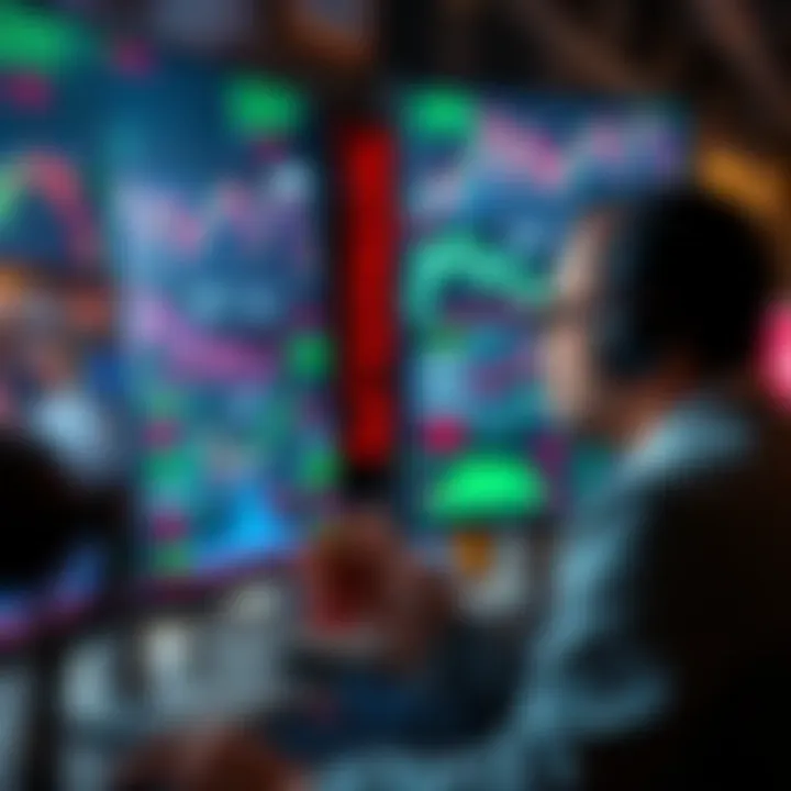 A trader looking at charts and graphs on a computer screen during a sideways market