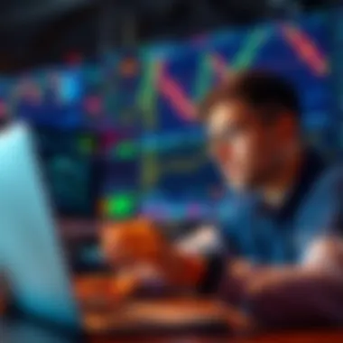 A person looking at stock charts on a laptop, thoughtfully deciding whether to skip trading for the day