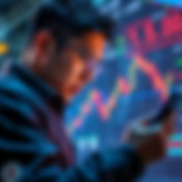 A focused trader analyzing cryptocurrency tokens on a digital platform, anticipating a price increase to .001.