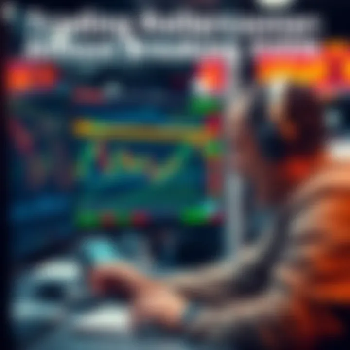 A trader excitedly monitors stock charts on a computer screen, reflecting the recent market surge.