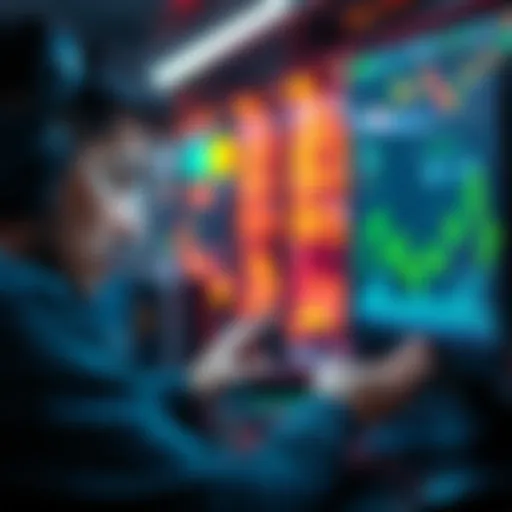 A trader looks worried while checking cryptocurrency charts on a computer, showcasing Ethereum's price rise from $1400 to $3800.