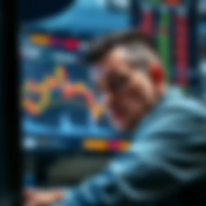 Trader looks at cryptocurrency charts with a disappointed expression after losing money