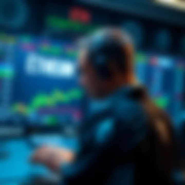 Trader shorts Ethereum A trader is seen with a digital screen showing Ethereum prices, highlighting a $100M short position with risk of liquidation.
