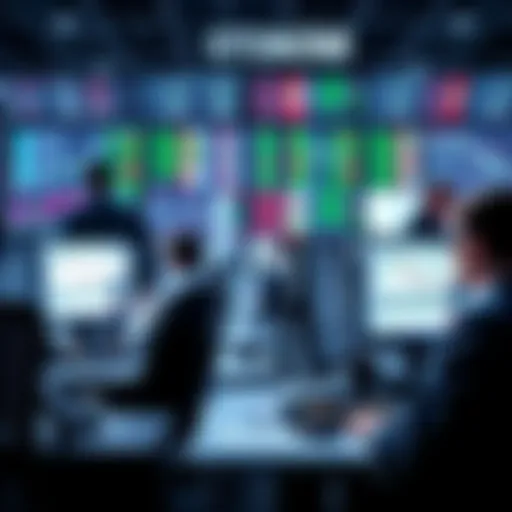 A group of traders working at desks with screens showing stock charts and data, focused on manual trading after Otonomii's beta phase ends.