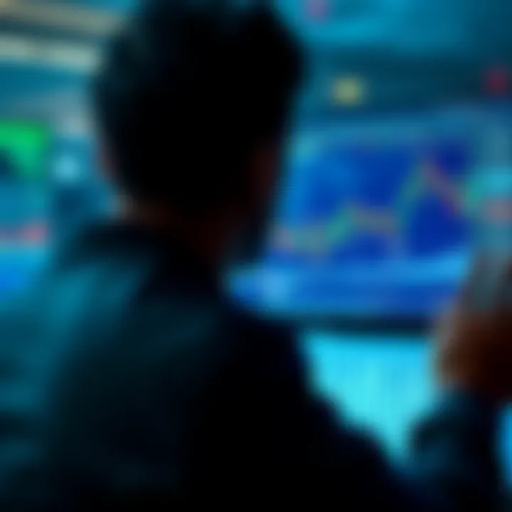 Trading AGIX on Cardano A person looking at a screen displaying cryptocurrency trading charts related to AGIX, Ocean, and FET during the ASI merger process.